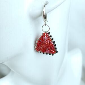 HANDMADE ~ Triangles of Tiny Beads Earrings